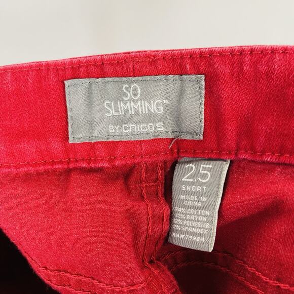 Chico's Size 14 Large 2.5 Short So Slimming Straight Leg Jeans Red - Picture 4 of 4
